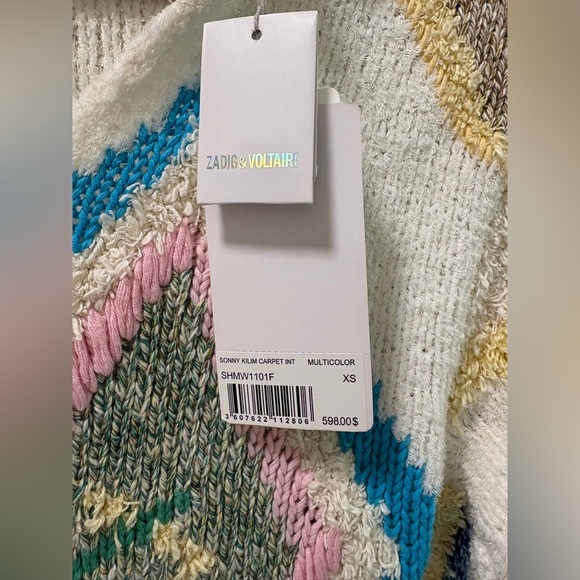 Zadig & Voltaire Sonny Kilim Carpet Intarsia Multicolor Sweater Size XS - Picture 4 of 11